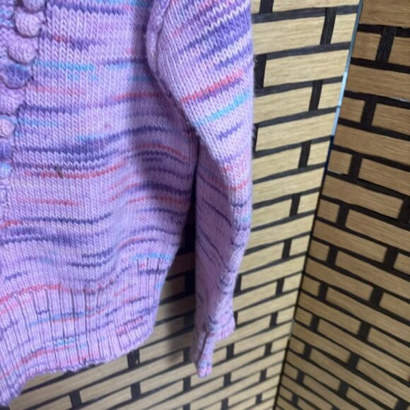 Talbots Purple Marled Knit Pom Pom Sweater Size Medium - Picture 5 of 7